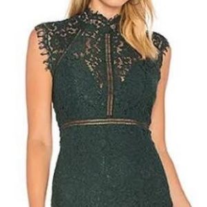 Bardot Lace Panel Dress in Forest Green Size Small